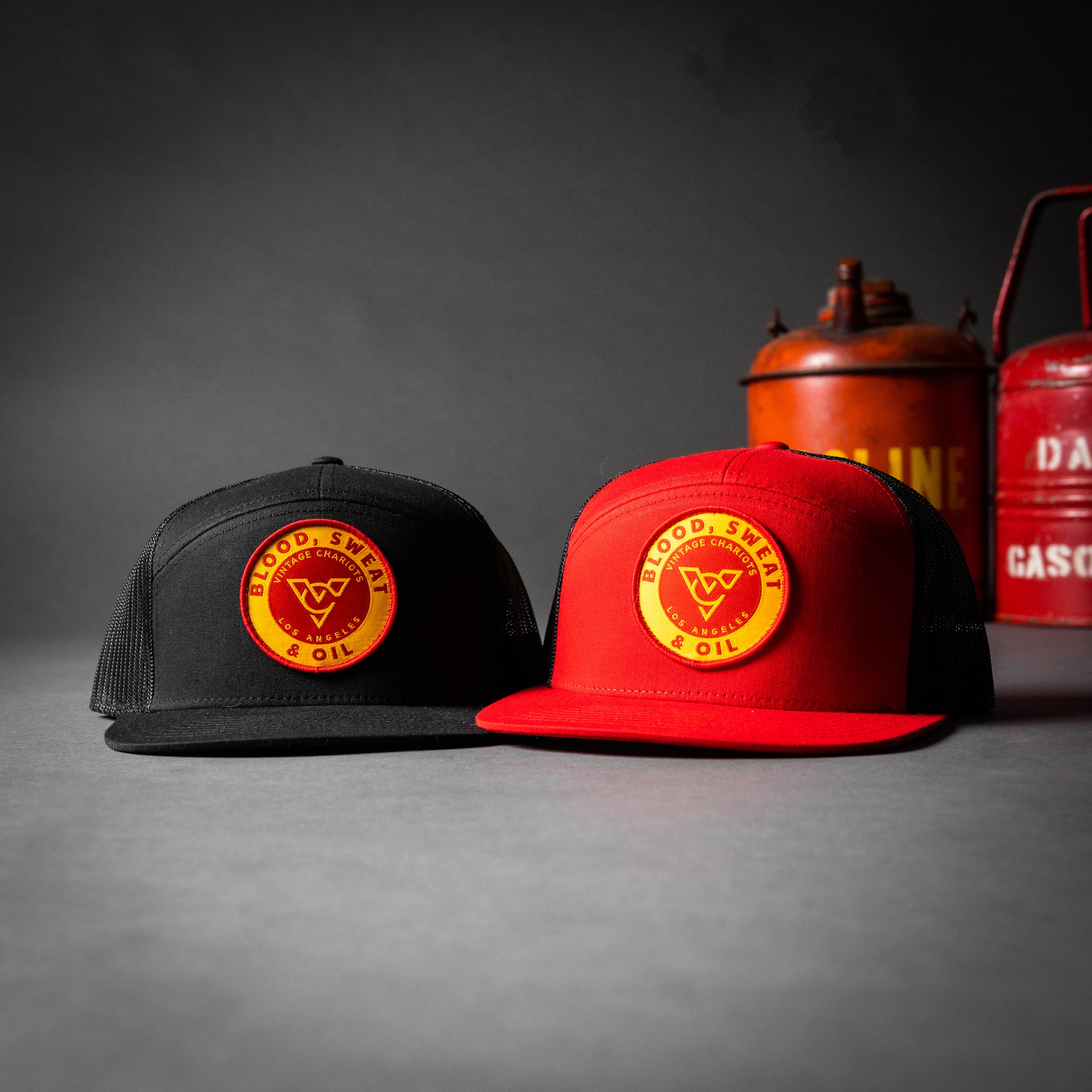 BLOOD SWEAT & OIL (Black/Black 7-Panel)