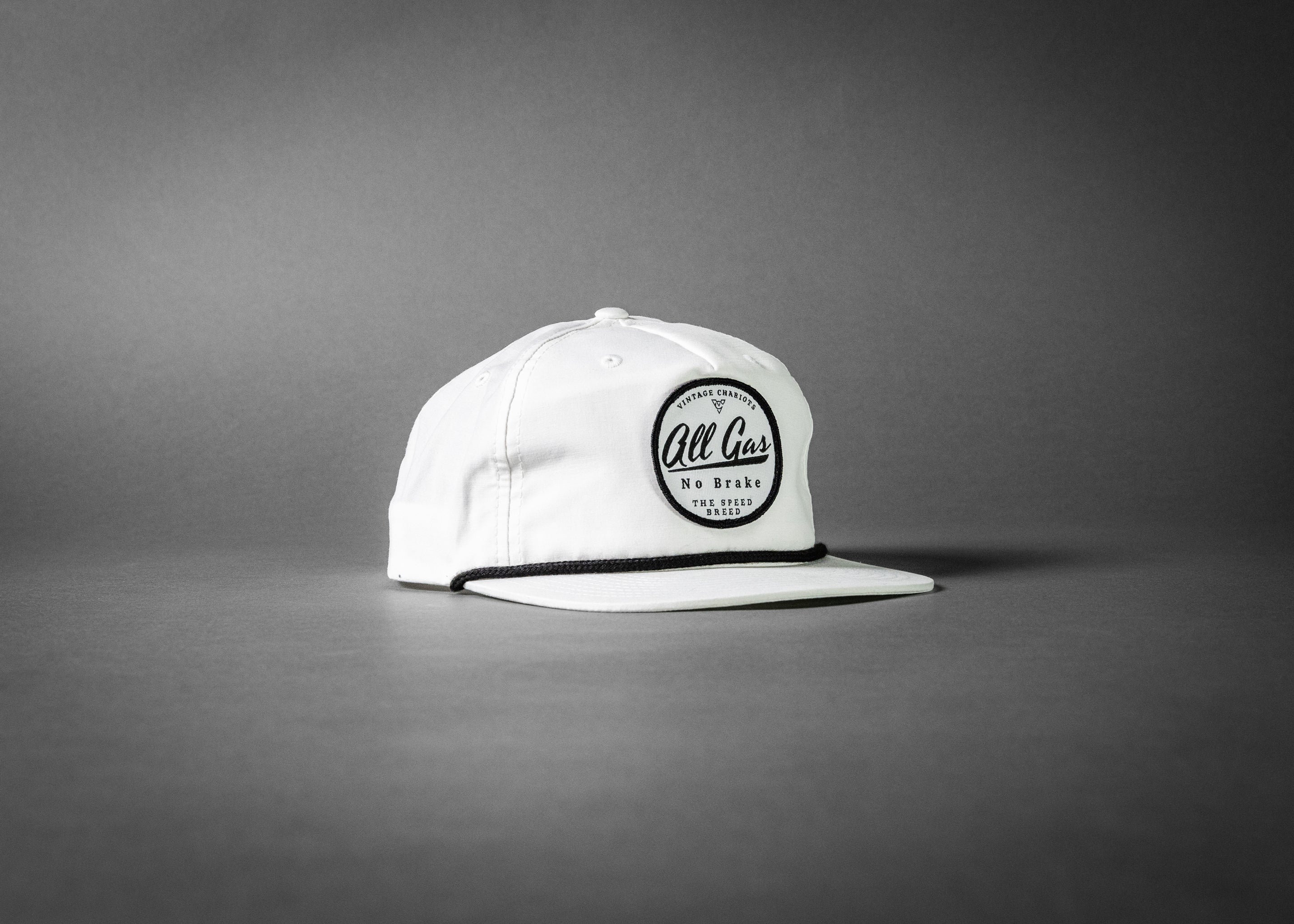 ALL GAS NO BRAKE (White/Black Rope Grandpa Hat)