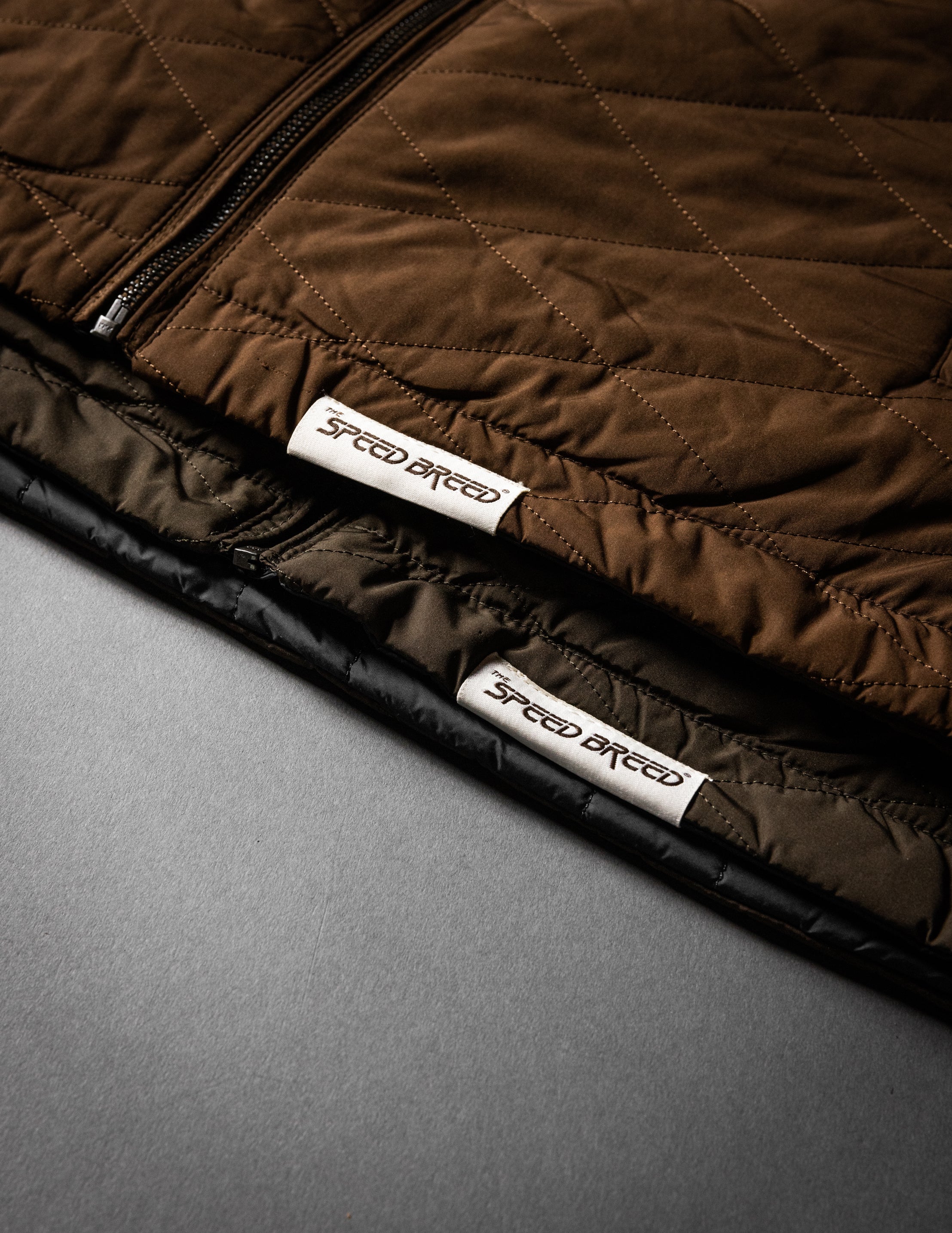SPEED BREED PREMIUM REVERSIBLE QUILTED PUFFER JACKET (Mocha/Ebony)